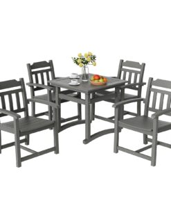 VEVOR 5-Piece Patio Dining Set with Square Table and 4 Chairs