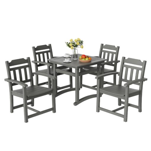 VEVOR 5 Piece Patio Dining Set with Square Table and 4 Chairs