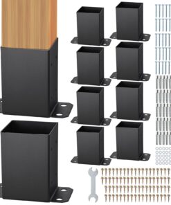 10-Pack Heavy Duty Powder-Coated Carbon Steel Post Base Brackets