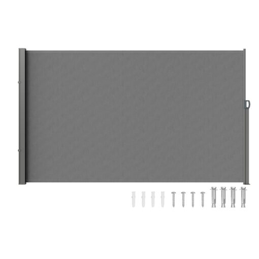 VEVOR Retractable Side Awning 200x300 cm 79x118 inches UV30+ Waterproof Polyester Privacy Screen for Outdoor Spaces in Gray