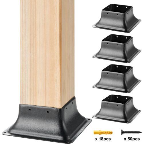 VEVOR Heavy Duty Steel Post Base Brackets 153x153mm 6x6 inches 4Pcs