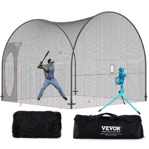 VEVOR Portable Baseball and Softball Batting Cage with Fiberglass Frame