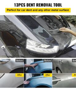 13-Piece Set with 5 Stainless Steel Dent Rods (41-69 cm / 1.36-2.26 ft) and 8 Detachable Taper Heads