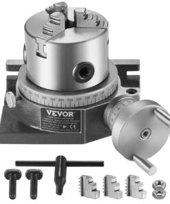 VEVOR 100 mm (4 Inch) Precision Milling Rotary Table with 80 mm (3.1 Inch) 3-Jaw Chuck and M10 T-Bolts for Horizontal and Vertical Mounting in Milling Machines