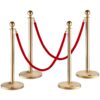 VEVOR 4 Pack Golden Stanchion Posts with 2 x 15m 5ft Red Velvet Ropes