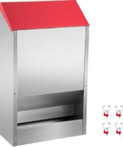 VEVOR 22.7 kg (50 lbs) Galvanized Steel Wall-Mounted Poultry Feeder for Chickens and Ducks