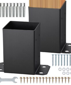 VEVOR Heavy Duty 96x140x163mm (3.8x5.5x6.4 in) Post Base Brackets 2 Pcs