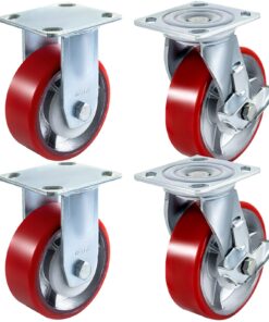 VEVOR 4 Pack Heavy Duty 15 x 5 cm (6 x 2 Inch) Polyurethane Caster Wheels