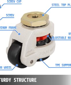 5 cm (2 inch) - Supports 748 kg (1650 lbs) Total - Adjustable Height & 360° Rotation for Industrial Equipment & Furniture