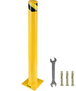 VEVOR Steel Safety Bollard 122 cm x 11.4 cm with Yellow Powder Coating and Anchor Bolts for Traffic Areas
