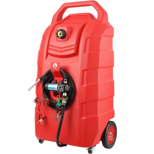 VEVOR 32 Gallon 121 L Portable Diesel Fuel Caddy with 12V DC 140W Pump and 13 Ft Hose