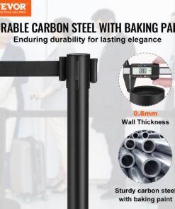 Carbon Steel Queue Posts with 2m/6.5ft Retractable Belt
