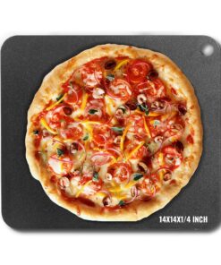 VEVOR 35.5 cm x 35.5 cm x 0.6 cm Pre-Seasoned Carbon Steel Pizza Baking Stone for Oven and Grill - High Conductivity
