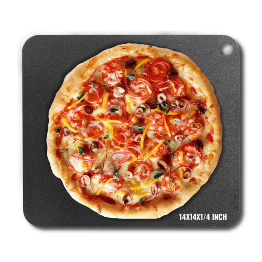 VEVOR 355 cm x 355 cm x 06 cm Pre Seasoned Carbon Steel Pizza Baking Stone for Oven and Grill High Conductivity