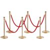 VEVOR 6 Pack Golden Stanchion Posts with 4 x 15m 5ft Red Velvet Ropes