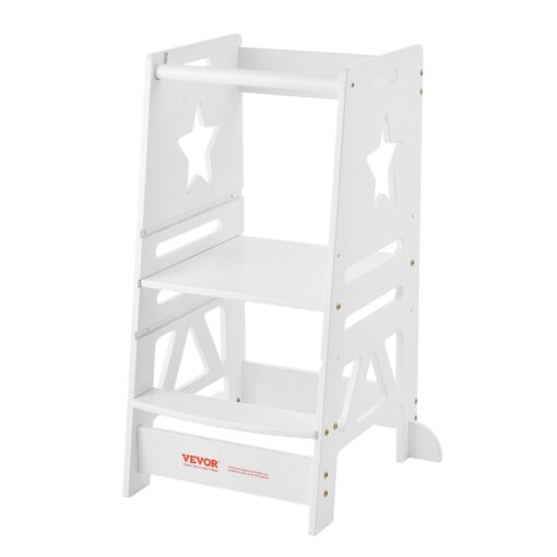 VEVOR Adjustable Childrens Tower Step Stool with Safety Rail