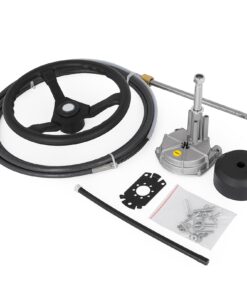 VEVOR High-Performance Rotary Boat Steering System with 13.5-inch (34.3 cm) Wheel and 12 ft (3.66 m) Cable - Quick Connect Kit