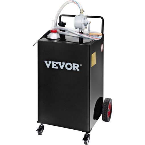 VEVOR 132 Liter 35 Gallon Fuel Storage Tank with Manual Pump and 4 Wheels