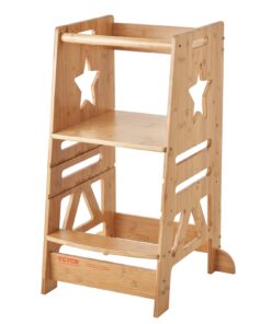 VEVOR Adjustable Wooden Toddler Step Stool with Safety Rail