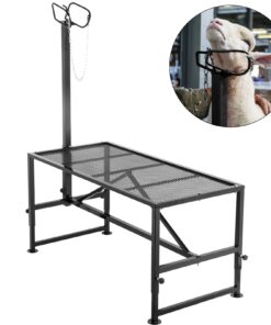 VEVOR Adjustable Metal Livestock Trimming Stand with Straight Head Piece - 76x58 cm (29.9x21.3 in) Platform Height