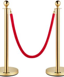 VEVOR Gold Stainless Steel Stanchions with Red Velvet Rope