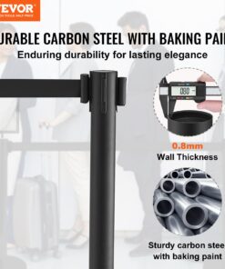 6-Pack Carbon Steel Posts with 2m (6.5ft) Retractable Belt
