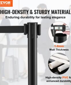 2-Pack with 2m (6.5ft) Black Retractable Belt