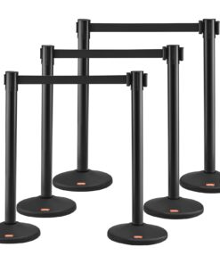 VEVOR 6-Pack Crowd Control Stanchions with 3 x 2m (6.5ft) Retractable Belts