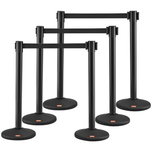 VEVOR 6 Pack Crowd Control Stanchions with 3 x 2m 65ft Retractable Belts