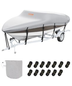 VEVOR Universal 17-19 ft (5180-5790 mm) Trailerable Waterproof Boat Cover with Motor Cover and Straps