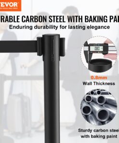 4-Pack Barrier Posts with 2 x 2m (6.5ft) Retractable Belts