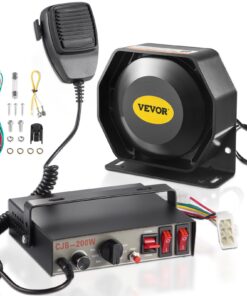 VEVOR 200W 9-Tone Emergency PA System with Microphone and Light Control for Cars