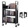 VEVOR 150 kg330 lbs Library Book Cart with 790 x 385 x 1250 mm 311 x 152 x 492 in Single Sided Shelves and Lockable Wheels