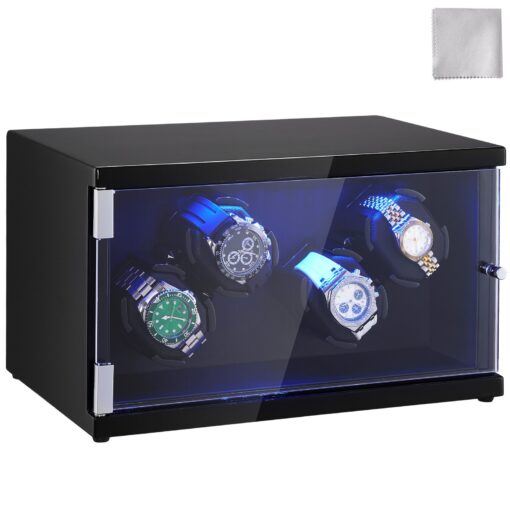 VEVOR 4 Watch Winder with Dual Quiet Japanese Mabuchi Motors