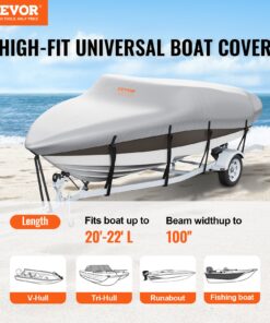 6.09-6.70m (20-22 ft) Trailerable Waterproof Marine Cover with Motor Cover and Buckle Straps for V-Hull