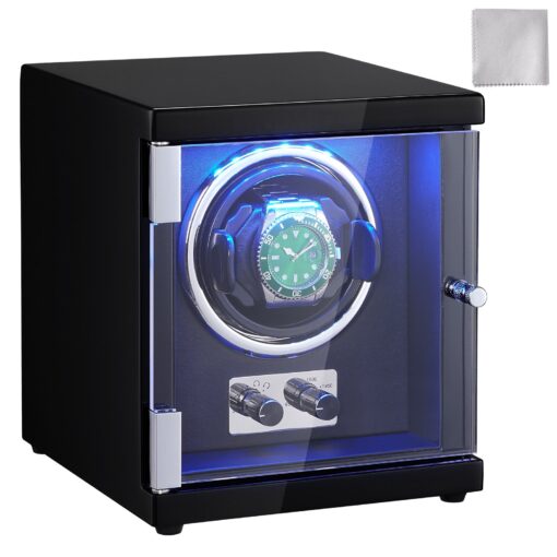 VEVOR Single Automatic Watch Winder with Mabuchi Motor Compatible with 150 207mm 590 814 inches Straps and 64mm 251 inches Dial Durable and Quiet
