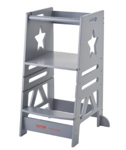 VEVOR 3-Level Adjustable Bamboo Tower Step Stool for Toddlers and Kids