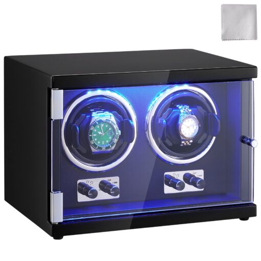 VEVOR Dual Automatic Watch Winder with 2 Mabuchi Motors for Mechanical Watches Supports Strap Lengths 150 207mm 590 814 inches