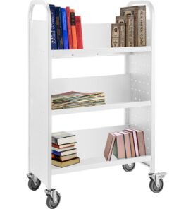 VEVOR 200 lbs (90.7 kg) Book Cart with V-Shaped Sloped Shelves