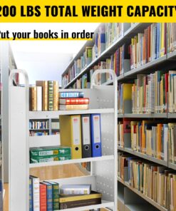 Steel Rolling Library Cart with Lockable Wheels