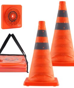 VEVOR 2 Pack 45 cm (18 inch) Collapsible Traffic Safety Cones with Reflective Collars