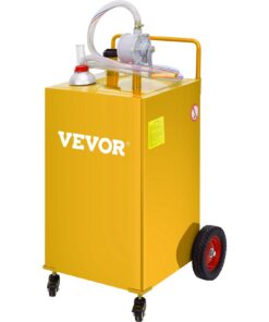 VEVOR 113.6 Liter (30 Gallon) Yellow Fuel Caddy with Manual Transfer Pump and 4 Wheels for Gasoline