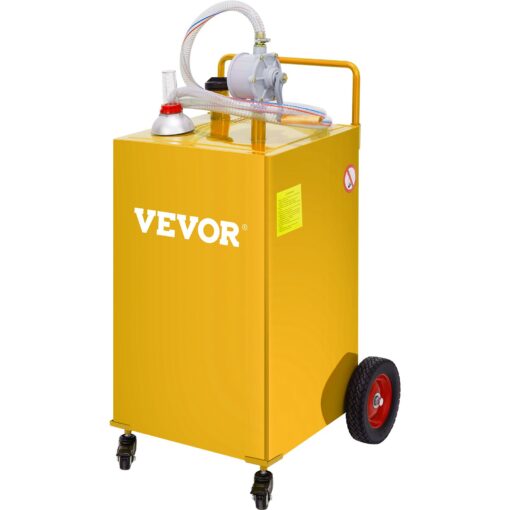 VEVOR 1136 Liter 30 Gallon Yellow Fuel Caddy with Manual Transfer Pump and 4 Wheels for Gasoline