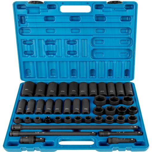 VEVOR 43 Piece 12 Inch 127mm Impact Socket Set with Metric StandardDeep Sockets 9 30mm Extension Bars