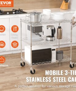 Steel Rolling Cart with Adjustable Shelves