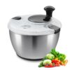 VEVOR 45L 475Qt Stainless Steel Salad Spinner   Easy One Handed Press Vegetable Dryer with BPA Free Components