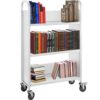 VEVOR 907 kg 200 lbs Capacity Rolling Book Cart with L Shaped Shelves and Lockable Wheels   76x35x125 cm 30x14x49 Inch for Home