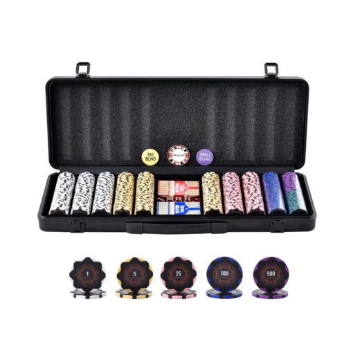 VEVOR 500 Piece Poker Chip Set with Case 14g Casino Clay Chips