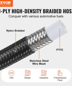 25 ft (7.6 m) Nylon Stainless Steel Braided PTFE Hose