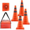 VEVOR 4 Pack 45 cm 18 inch Collapsible Traffic Cones with Reflective Stripes and Wide Base for Safety and Visibility